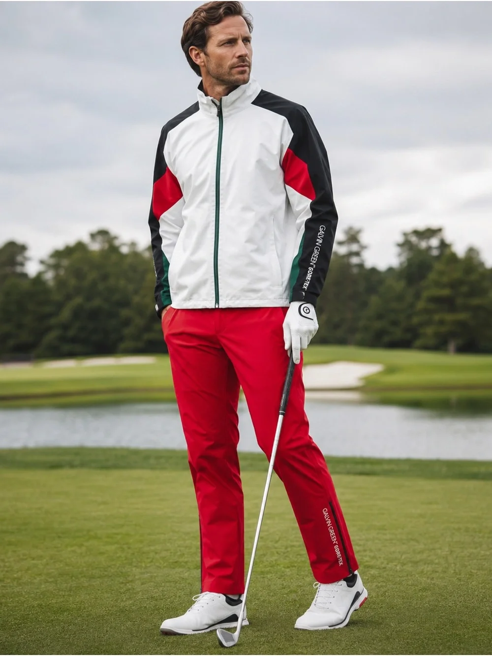 Galvin Green Men's Colorblock Full Zip Golf Windbreaker Jacket Size L